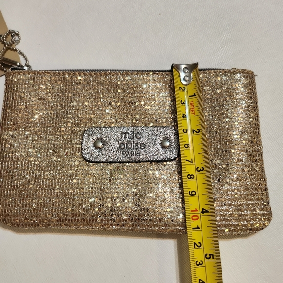 Mila Louise Gold Glitter Pouch NWT - Picture 5 of 7